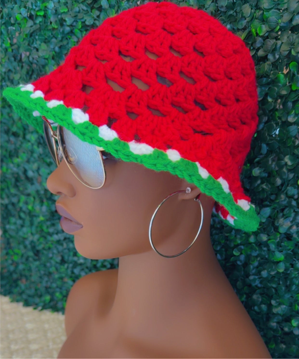 Crochet Granny Stitch Hat - Red