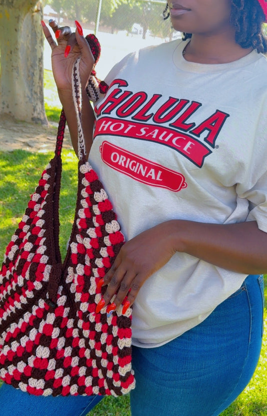 Crochet Granny Stitch Hobo Bag - Coco Cherry