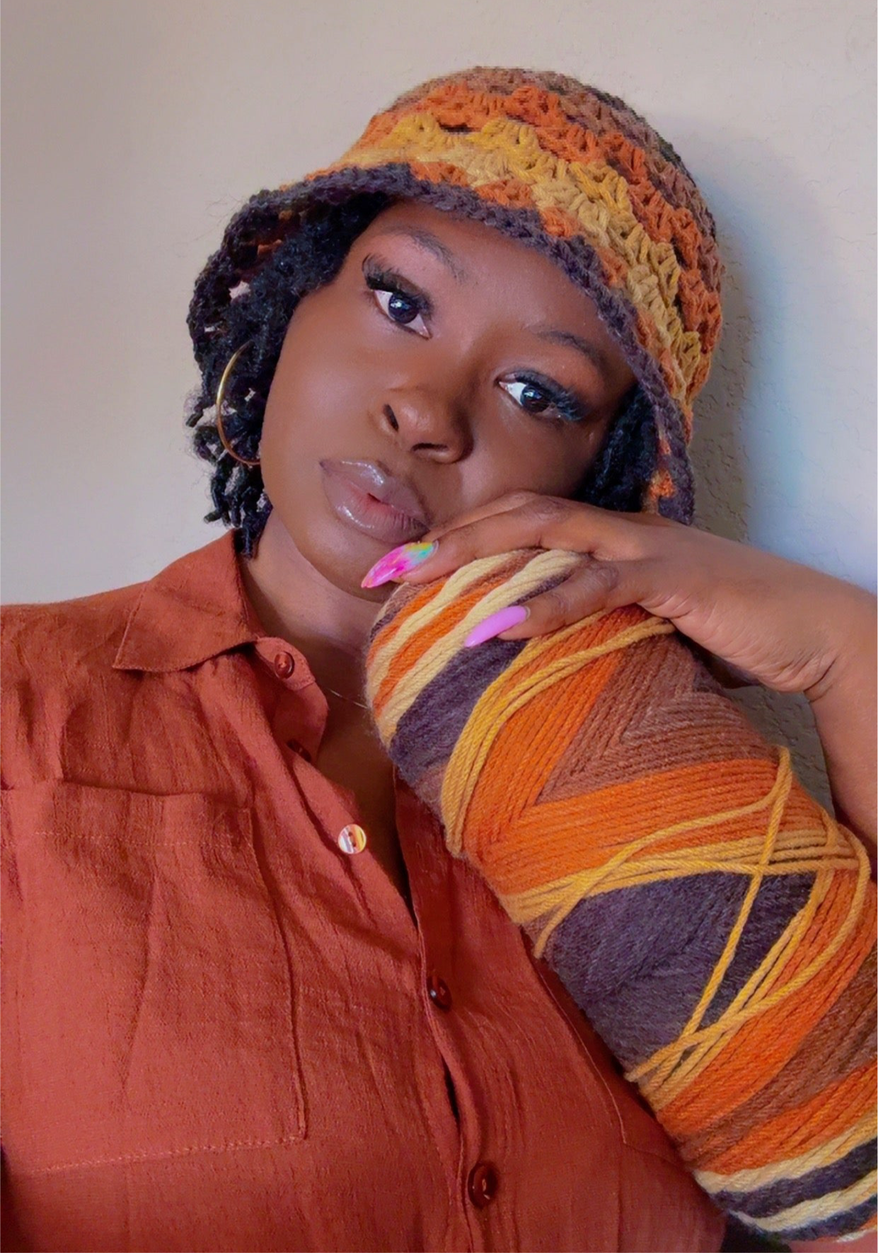 Crochet Granny Stitch Hat - Red
